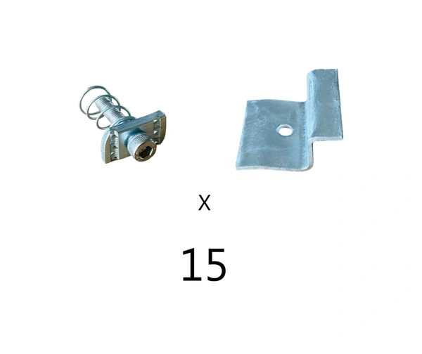 Solar Panel Mounting Hot Dip End Clamp (Z) with SS Allen Bolt M8 40MM & GI Spring Nut - Pack of 15 Set
