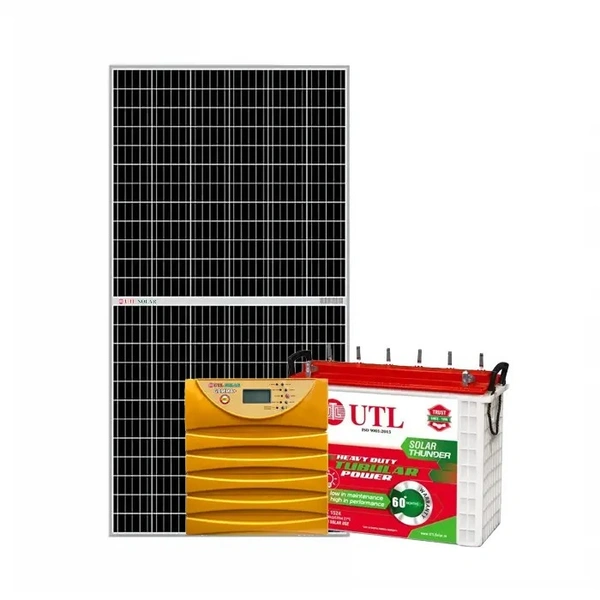 UTL Solar Power Generating System (540W Bifacial Halfcut Solar Module - 4 No. Gamma+ 3350 3KVA 24V MPPT Solar PCU 1No. UST 16536 Solar Battery - 2 No.) - 2 Panels Combo Set