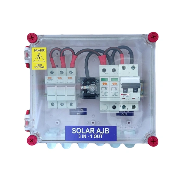 Solar AJB DCDB 3 IN 1 OUT 600V - Fuse + SPD + MCB (Elmex + Havells)