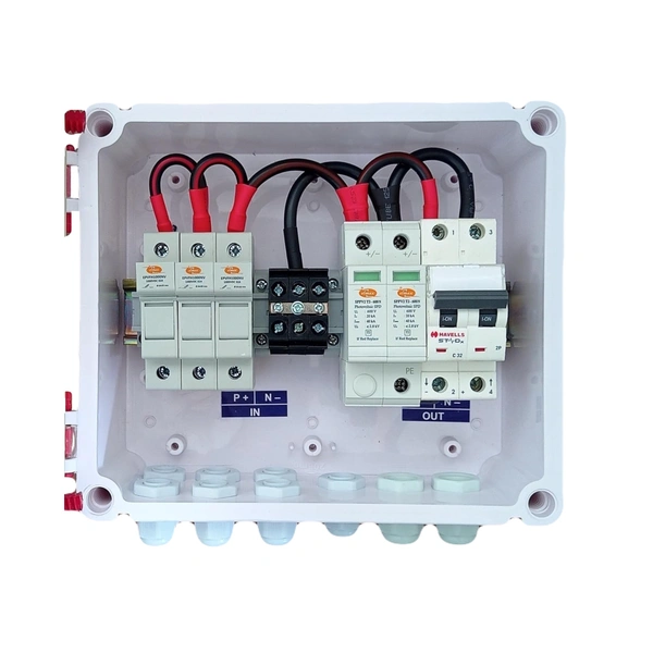 Solar AJB DCDB 3 IN 1 OUT 600V - Fuse + SPD + MCB (Elmex + Havells)