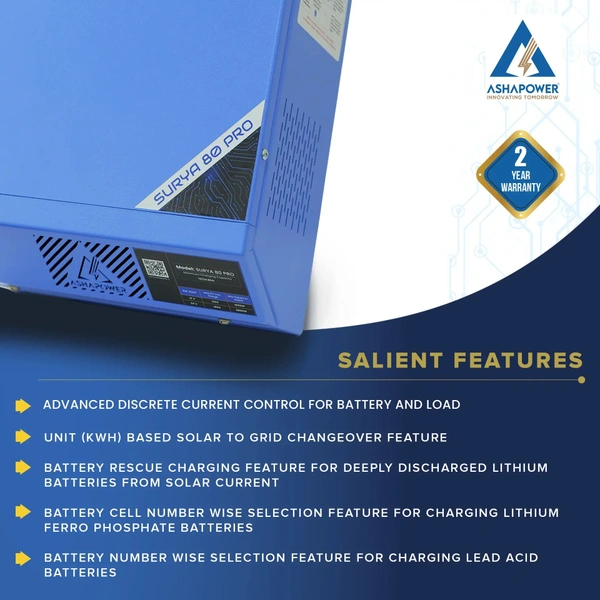 Ashapower Surya 80 Pro 12/24V 80A MPPT Solar Charge Controller SMU Vers.9.3