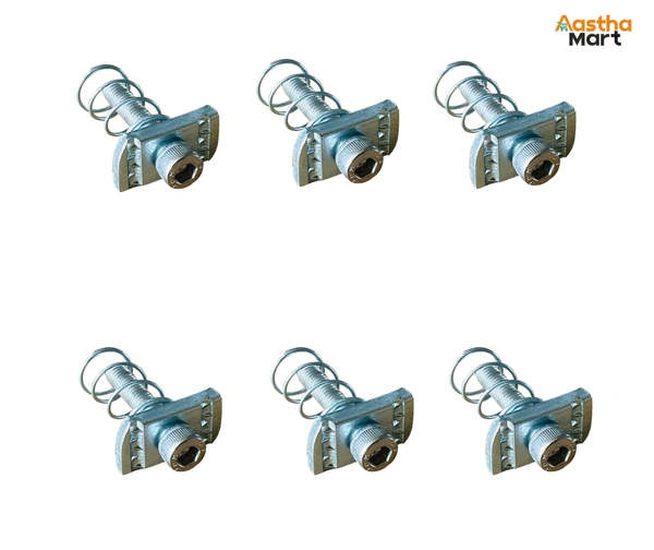 Solar Panel Mounting SS Allen Bolt M8 40MM with GI Spring Nut - Pack of 6