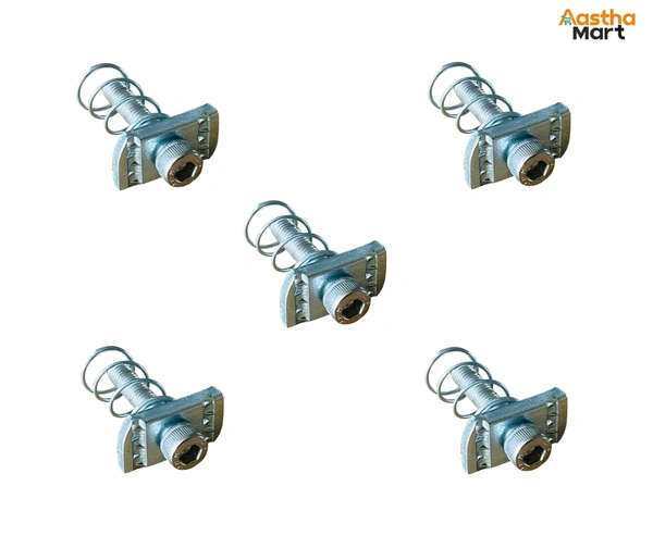 Solar Panel Mounting SS Allen Bolt M8 40MM with GI Spring Nut - Pack of 5