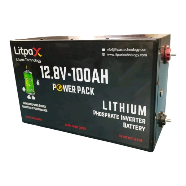 Litpax 12.8V 100Ah Lithium Phosphate Battery with Smart BMS App Control and 5 Years Warranty
