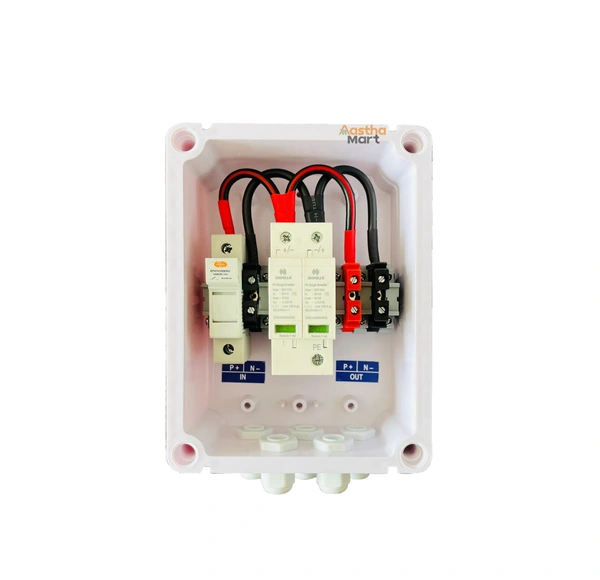 Solar DCDB 1 IN 1 OUT 600V 1KW - 4KW - Elmex Fuse + Havells 600V SPD