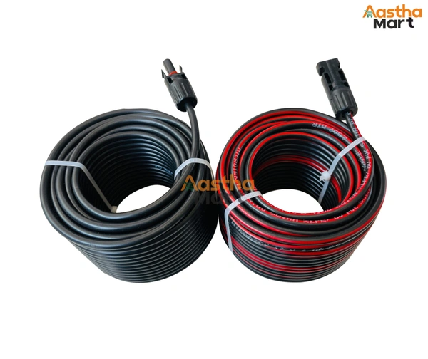 Microtek 6 sq.mm Solar DC Cable XLPO TUV Protected with 1 Pair MC4 Connector - 20 Meter (10 Red + 10 Black)