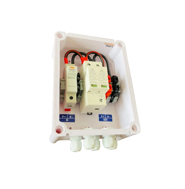 Solar DCDB 1 IN 1 OUT 600V 1KW - 4KW - Elmex Fuse + Havells 600V SPD