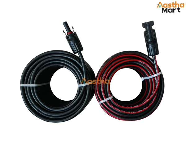Microtek 6 sq.mm Solar DC Cable XLPO TUV Protected with 1 Pair MC4 Connector - 30 Meter (15 Red + 15 Black)