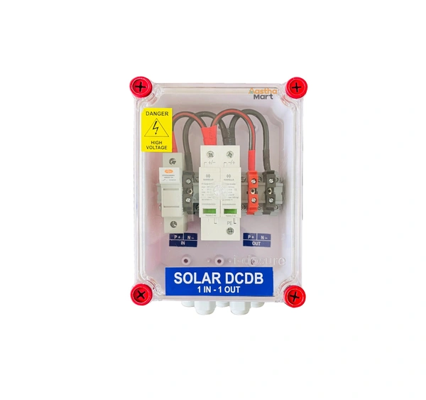 Solar DCDB 1 IN 1 OUT 600V 1KW - 4KW - Elmex Fuse + Havells 600V SPD