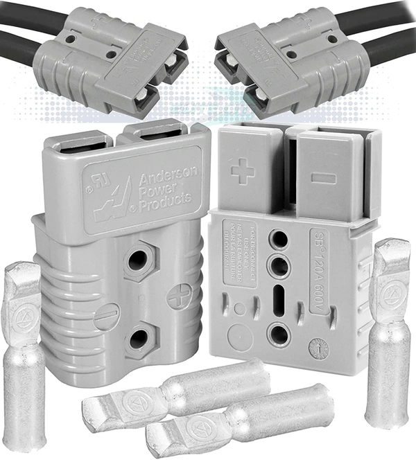 Anderson SB120 120A 600V Quick Disconnect Lithium Battery Connector - 2 Pieces