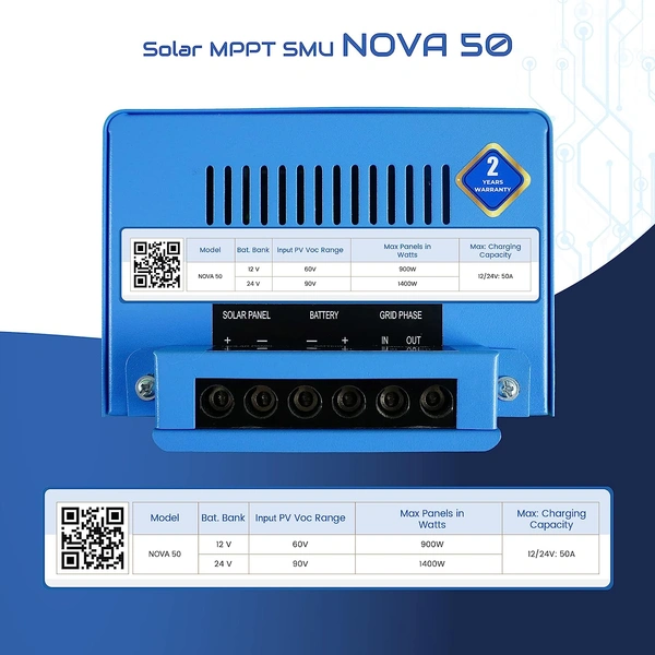 Ashapower Nova 50 12/24V 50A MPPT Solar Controller SMU (Ver. 9.1)
