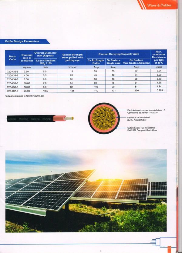 Microtek 6 sq.mm Solar DC Cable XLPO TUV Protected - 50 Meter (25 red + 25 Black)