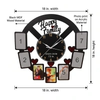 Itsmyway Gift Happy Family Wall Hanging Clock - 7 Images | 18x18 in. | MDF Material