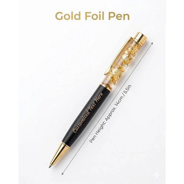 Personalized Gold Foil Pen - Custom Engraved Black & Gold Ballpoint Pen