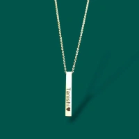 Itsmyway Name Engraved Vertical Bar Pendant Necklace | with Name/Date - Rose Gold