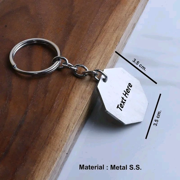Itsmyway Gift Octagoan S.S. Metal Keychain - Engraved Key Ring with Name / Quotes - Best Gift For Him/Her (3.5 cm x 3.5 cm, Silver)