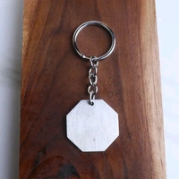 Itsmyway Gift Octagoan S.S. Metal Keychain - Engraved Key Ring with Name / Quotes - Best Gift For Him/Her (3.5 cm x 3.5 cm, Silver)