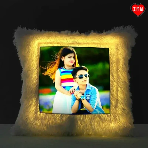 Itsmyway Square Shaped Personalized LED Fur Cushion