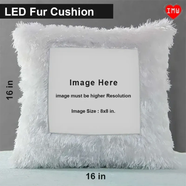 Itsmyway Square Shaped Personalized LED Fur Cushion