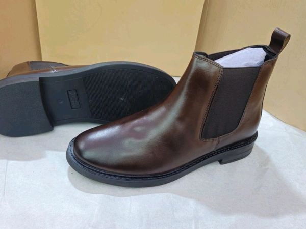 Brown Leather Softy Shoes With Tpr Sole - 10