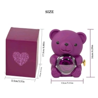 Generic Preserved Purple Real Rose & Purple Bear Box with Heart I Love You Necklace Box and Eternal Flowers Rose