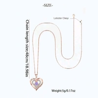 Generic Preserved Purple Real Rose & Purple Bear Box with Heart I Love You Necklace Box and Eternal Flowers Rose