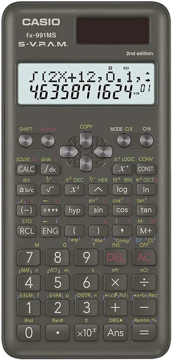 Casio FX-991MS 2nd Gen Non-Programmable Scientific Calculator, 401 Functions and 2-line Display, Black