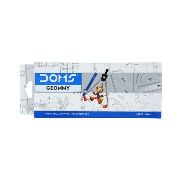 Doms Geommy Mathematical Drawing Instrument Geometry Box | Durable Blue Finish Body | Safe & User Friendly | Set of 10 Instruments Geometry Box