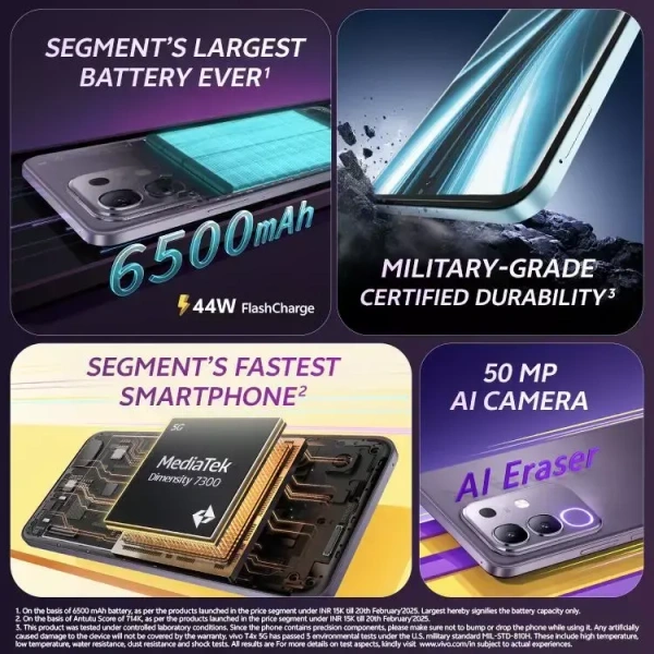 Vivo T4X - 8+128GB, Pronto Purple