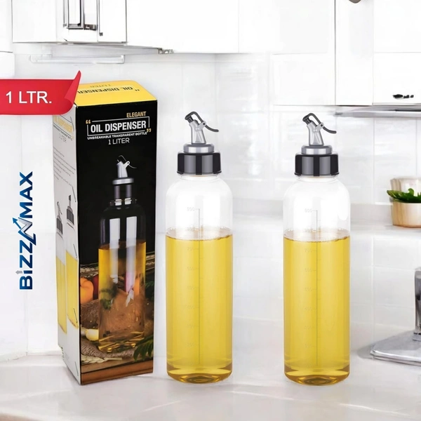 BIZZNMAX™ 1000 ml Cooking Oil Dispenser Set  (Pack of 2) - Transparent, 1000 ML