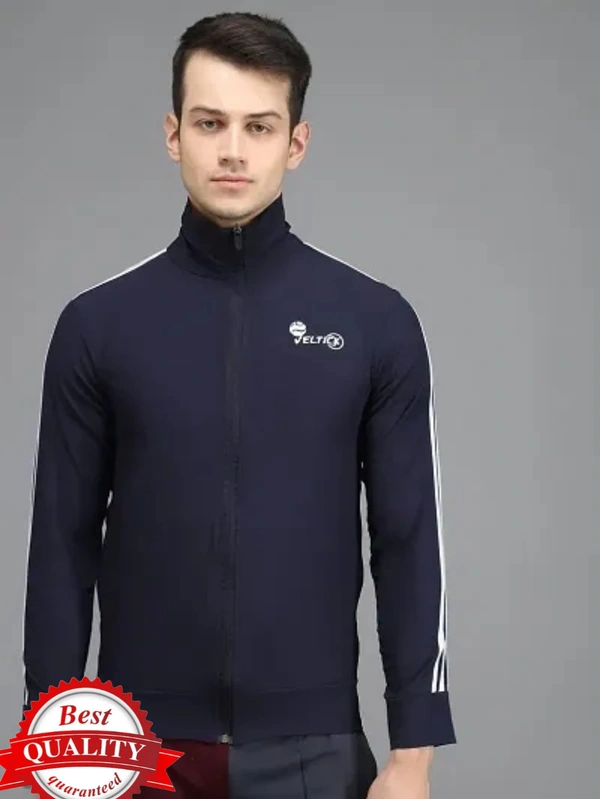 Styles Lycra Solid Full-sleeve Comfortable Track Jacket for Men - Navy Blue, S