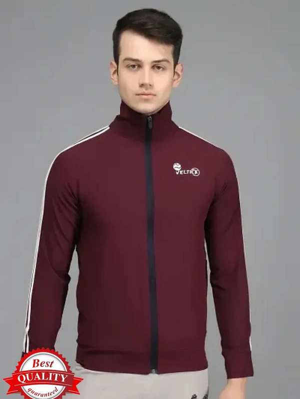 Styles Lycra Solid Full-sleeve Comfortable Track Jacket for Men - Brown, M