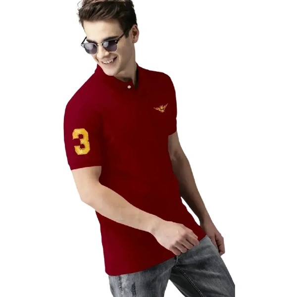 POLO KOLER T-SHIRT - Maroon, L