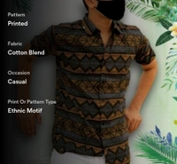 Men regular spread collar casual shirt - S, Pattern: Printed