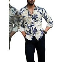Stylish Lycra Floral Printed Long Sleeves Casual Shirt For Men - S