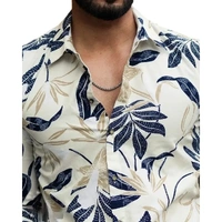 Stylish Lycra Floral Printed Long Sleeves Casual Shirt For Men - M