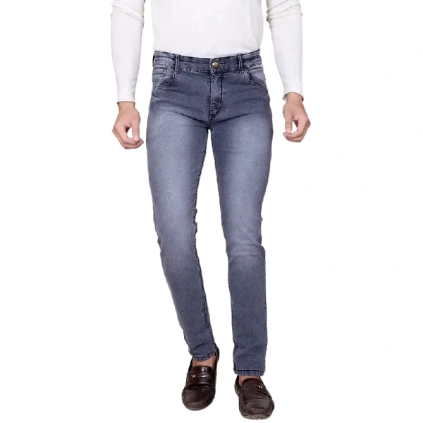 Men's Grey Denim Faded Slim Fit Low-Rise Jeans - Grey, 38