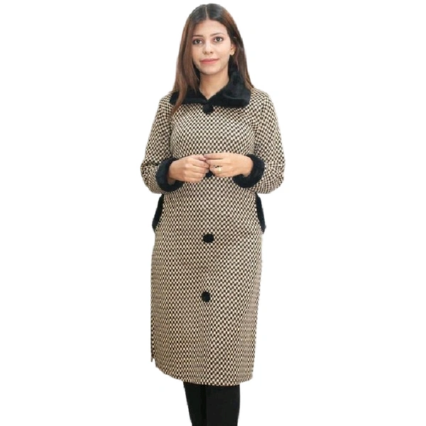 Matelco Women's Checked Collar Beige Sweaters - XL