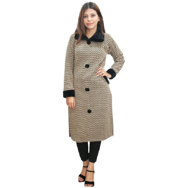 Matelco Women's Checked Collar Beige Sweaters - XXL