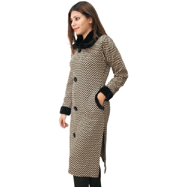 Matelco Women's Checked Collar Beige Sweaters - XXL