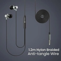 Portronics Conch Tune A Wired earphone with mic, 3.5mm Audio Jack, In-Line Controls, IPX5 Wired  (Grey, In the Ear) - Gray