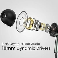Portronics Conch Tune A Wired earphone with mic, 3.5mm Audio Jack, In-Line Controls, IPX5 Wired  (Grey, In the Ear) - Gray