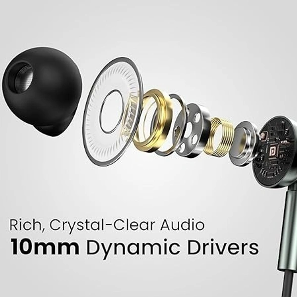 Portronics Conch Tune A Wired earphone with mic, 3.5mm Audio Jack, In-Line Controls, IPX5 Wired  (Grey, In the Ear) - Gray