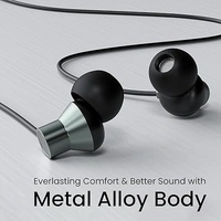 Portronics Conch Tune A Wired earphone with mic, 3.5mm Audio Jack, In-Line Controls, IPX5 Wired  (Grey, In the Ear) - Gray