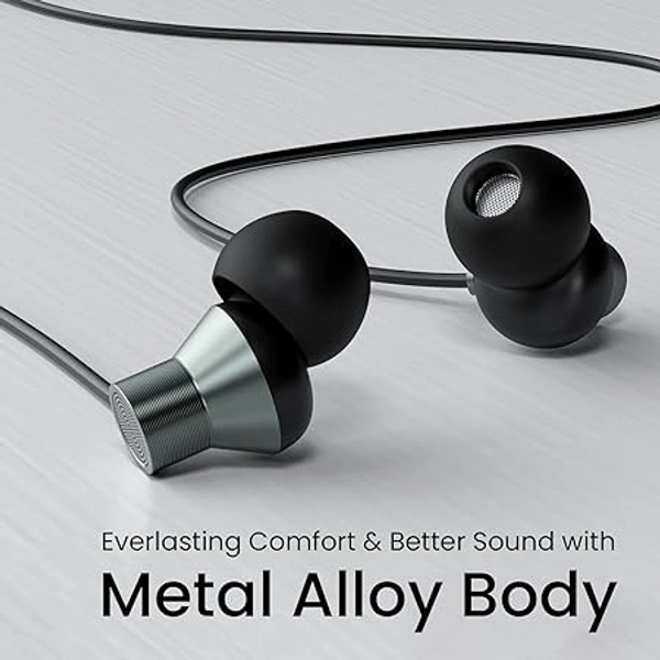 Portronics Conch Tune A Wired earphone with mic, 3.5mm Audio Jack, In-Line Controls, IPX5 Wired  (Grey, In the Ear) - Gray