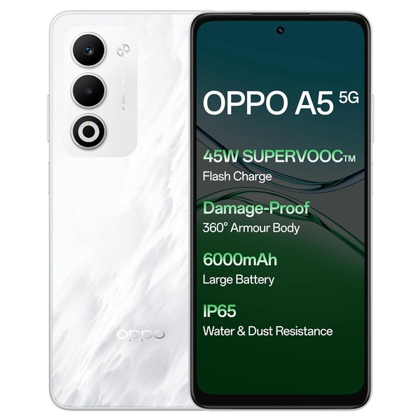 OPPO A5 5G (Mist White, 128 GB)  (8 GB RAM) - (8+128G), Mist White