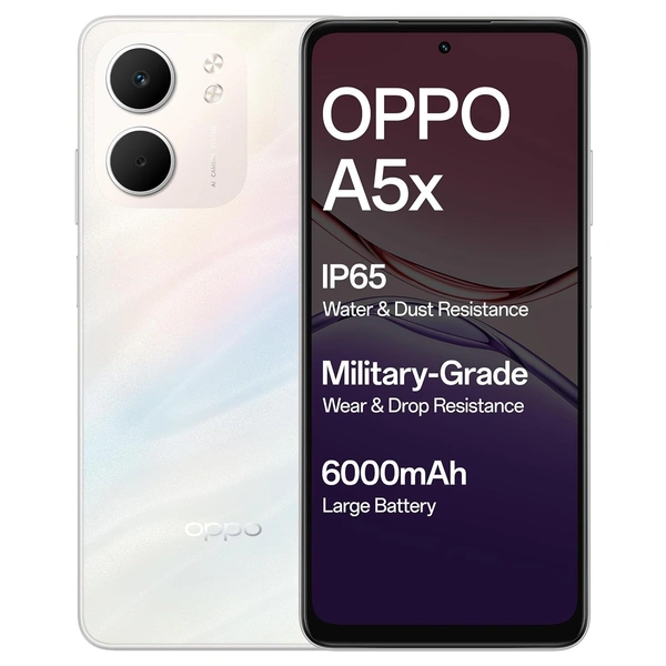 OPPO A5x 5G (Laser White, 128 GB)  (6 GB RAM) - (6+128G), Laser White