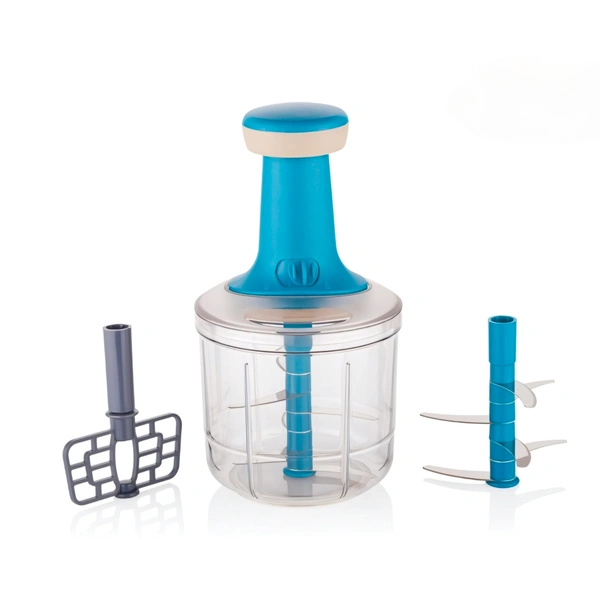 Bizznmax™ Insta Push Chopper 1200 ml Vegetable Chopper  (1 Stainless steel 6 Blade, 1 Blending Bled) - Multiple