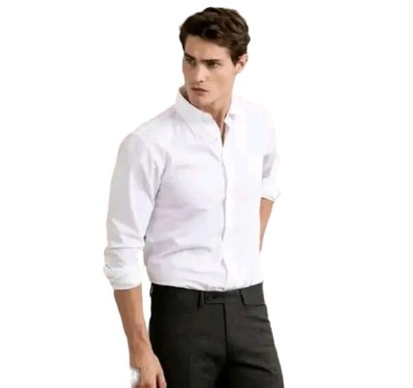 Trendy Cotton Long Sleeves Casual Shirt  - White, L