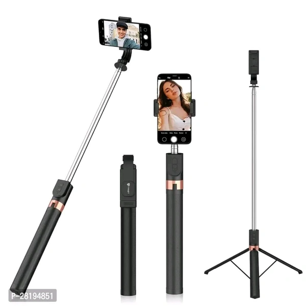 Cell Phone Selfie Stick Tripod Remote Wireless Selfi Stick Phone Holder Stand - Black
